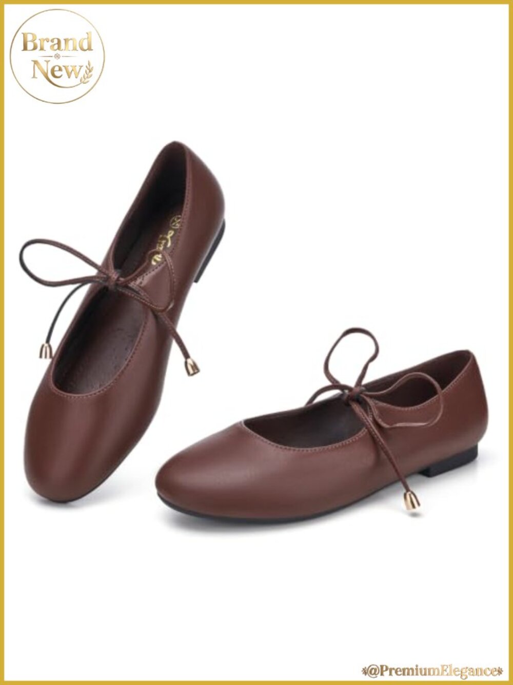 Mary Jane Shoes Women Lace Up Ballet Flats Polyurethane Round Toe Comfortable
